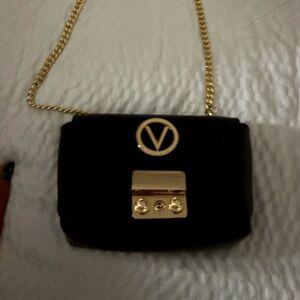 Mario Valentino Black Crossbody Bag with Gold Chain